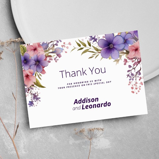 Vår sommar lavendel rosa blommig Tack Inbjudningar (Spring summer lavender pink floral Thank You)