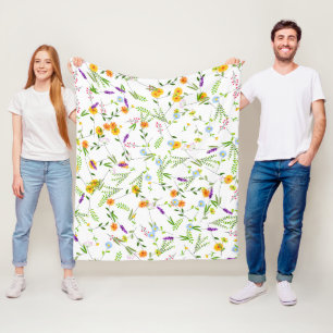 Vår sommar vilda blommor fleecefilt