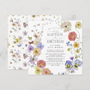 Vår Sommar Wildblomma Baptism 1:a födelsedag Inbjudningar