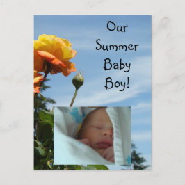 Vår sommarbaby pojke fotokort vykort Ny födsel