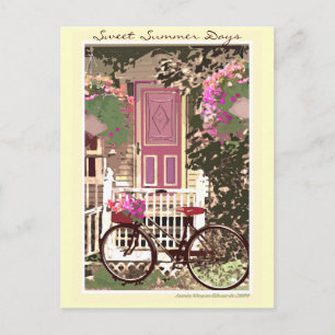 Vår / sommarblommor & Bike Vykort