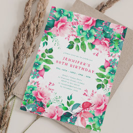 Vår Sommarfärgad Blommigt 80 födelsedagar Inbjudningar