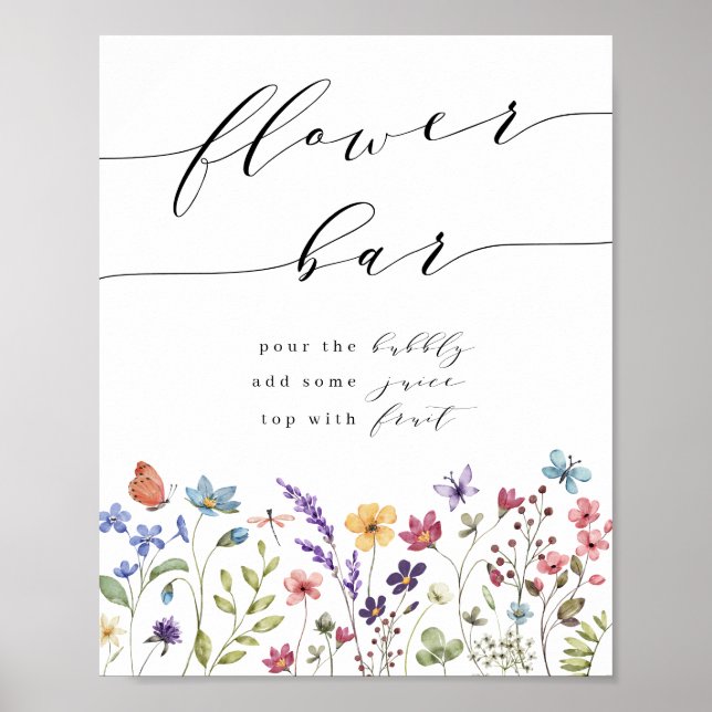 Vår Sommarn Floral Bröllopsdusch Blomsterbar Post Poster (Framsidan)