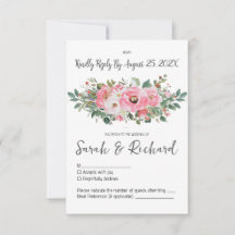 Vår Sommarnatt Rosa Blommig Watercolor Bröllop