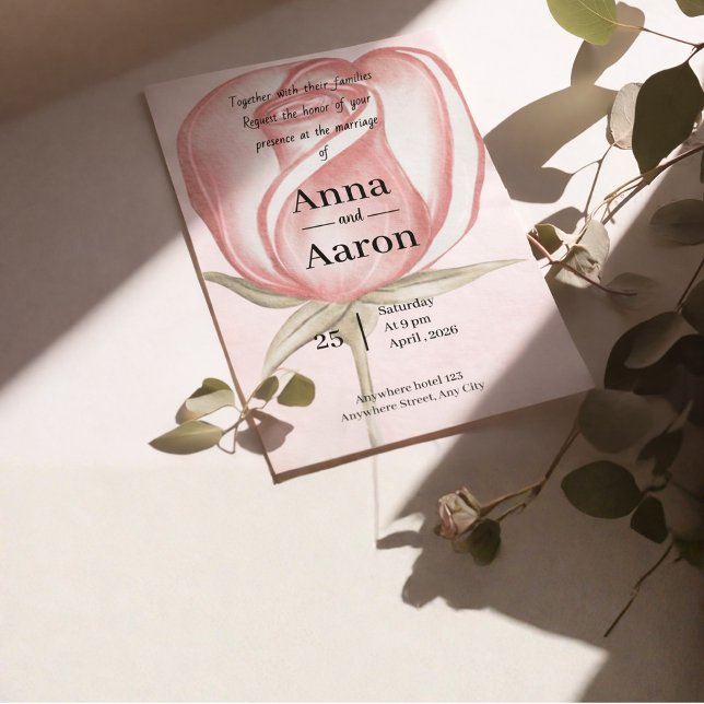 Vår Sommarnosen Rosa Trädgårdsbröllop  Inbjudningar (Skapare uppladdad)