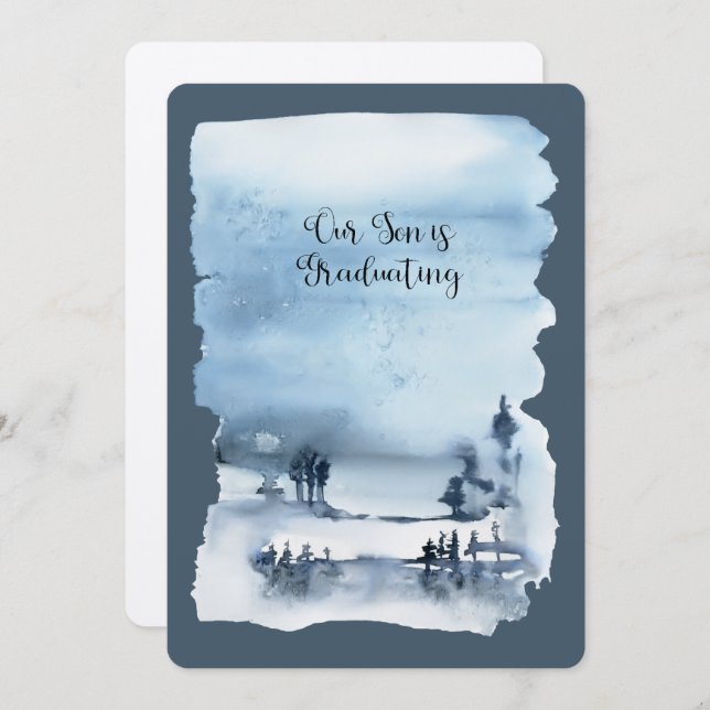 Vår son tar examen Metalliskt papper Inbjudningar (Fram/baksida)