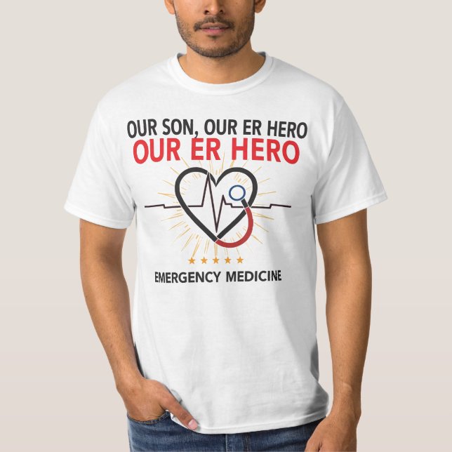 Vår son, vår hjälte på akuten t shirt (Framsida)