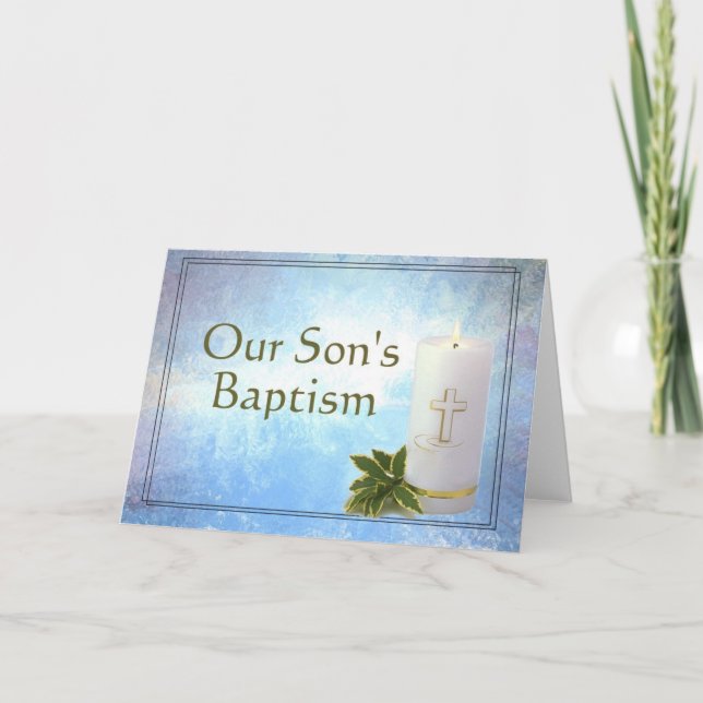 Vår sons baptismkort kort (Framsida)