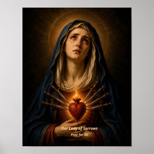 Vår Sorgens Mora Konsttryck - Sju Sorgers Konst Poster (Framsidan)