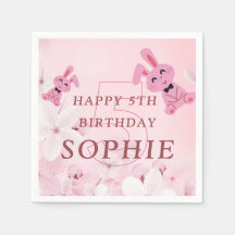 Vår söta Bunny Princess Turns 5! Birthday Napkins