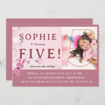 Vår söta Bunny Princess Turns 5! Party Inbjudan
