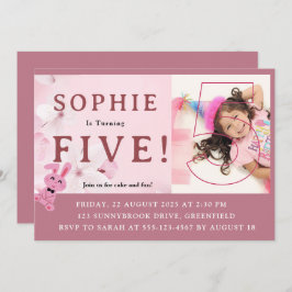 Vår söta kaninprinsessa fyller 5! Festinbjudan Inbjudningar