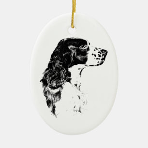 Vår Spanska Vintagen Art Teckning Hund Ornament