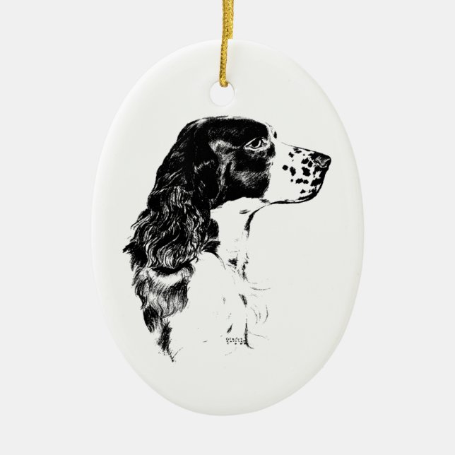 Vår Spanska Vintagen Art Teckning Hund Ornament (Framsidan)