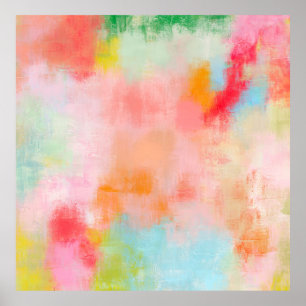 Vår Spark - Rosa Coral Beige Abstrakt Art Poster