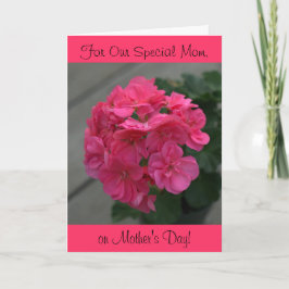 Vår speciella mamma Ros Geranium Mors dag-kort Kort