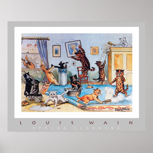 Vår Städning av Louis Wain (1860-1939) Poster (Framsidan)