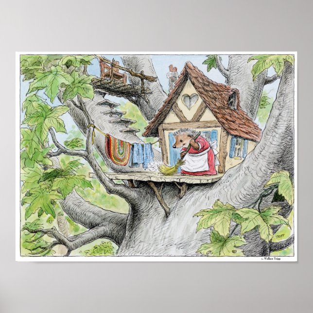 Vår Städning Hedgehog Print Poster (Framsidan)