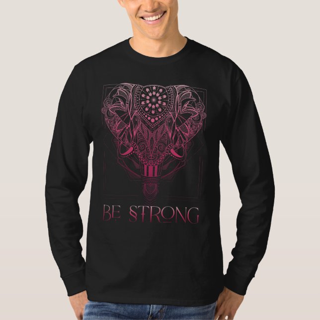 Var stark kindness Elephant Blommigt Mandala Eleph T Shirt (Framsida)