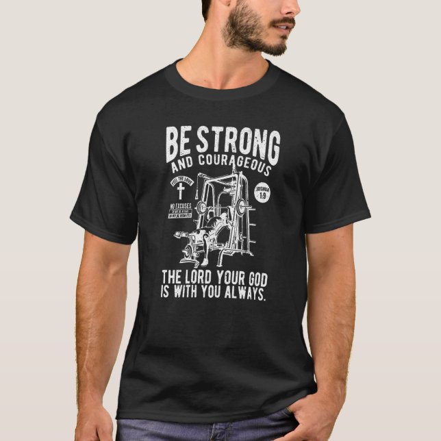 Var stark och lyft kristna t shirt (Framsida)