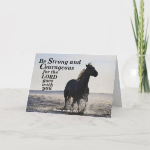 Var stark och modig bibel Verse Deut 31 Horse Kort