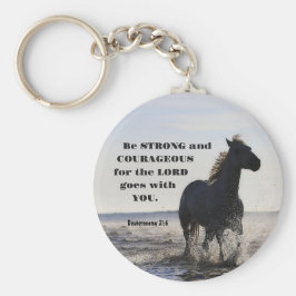 Var stark och modig bibel Verse Deut 31 Horse Nyckelring