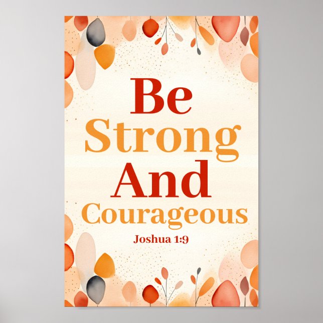 Var stark och modig Boho Christian Wall Art Poster (Framsidan)