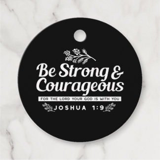 Var stark och modig - Joshua 1:9 Bible Verse Gåvor Etiketter