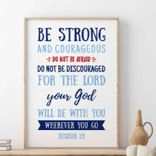 Var stark och modig, Joshua 1:9 Poster