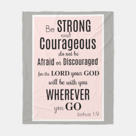 Var stark och modig (Joshua) Rosa/Grått Fleecefilt