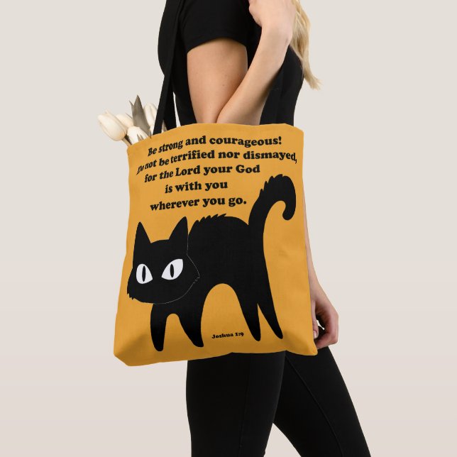 Var stark och modig svart katt tygkasse (Närbild)