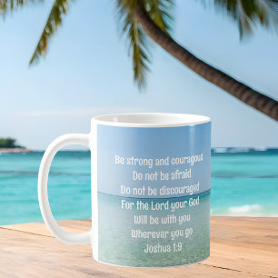 Var stark och modig, vacker kristen Beach Kaffemugg