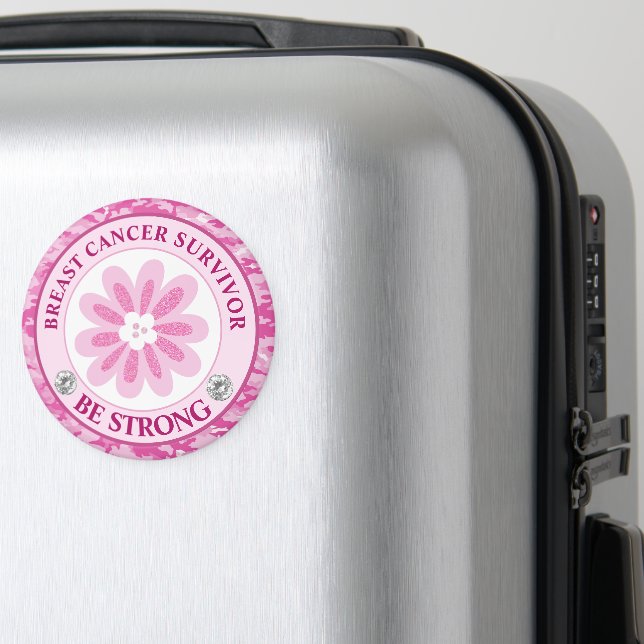 Var stark Rosa Blomma Medvetenhet Design Magnet (In Situ (Luggage))