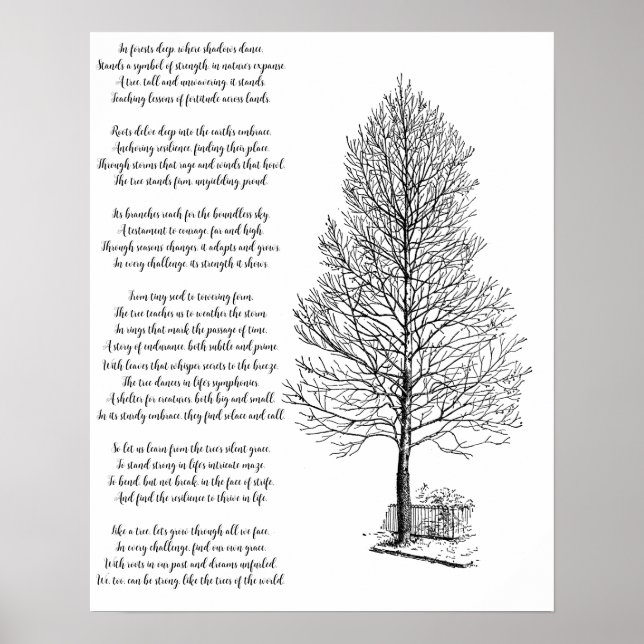 Var stark som träd art och Dikt Poster (Framsidan)