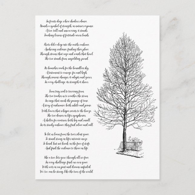 Var stark som träd art och Dikt Vykort (Framsida)