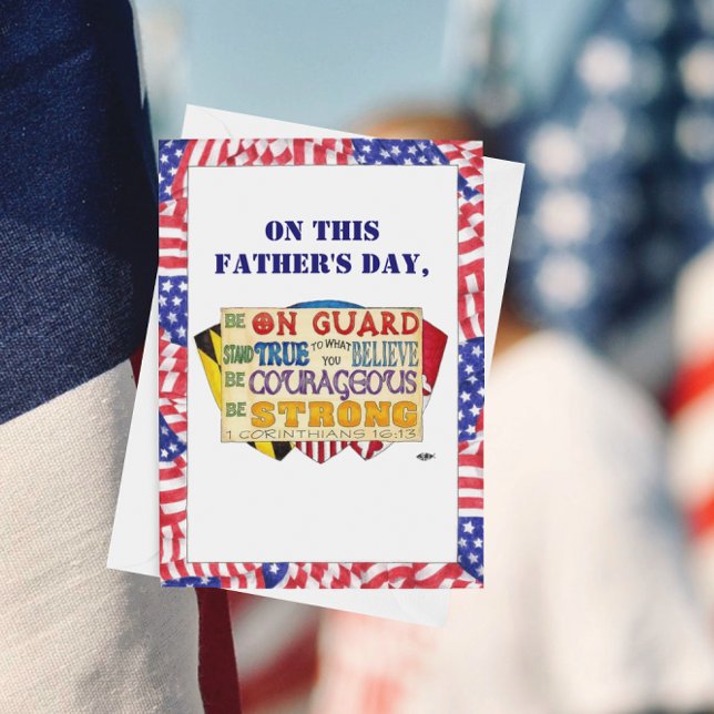 Var starkt Shield Anpassningsbar Fars dag Card Kort (Skapare uppladdad)