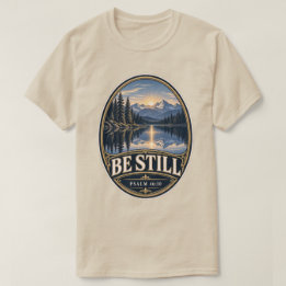 Var Still Mountain Lake Psalm 46:10 T Shirt