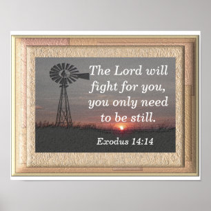 Var stilla - Exodus 14:14-teckningsutskrift Poster