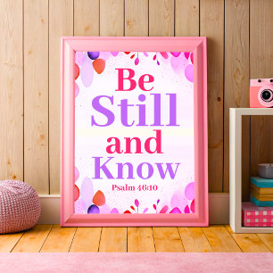 Var stilla och känn Boho Christian Tonåring Girl A Poster