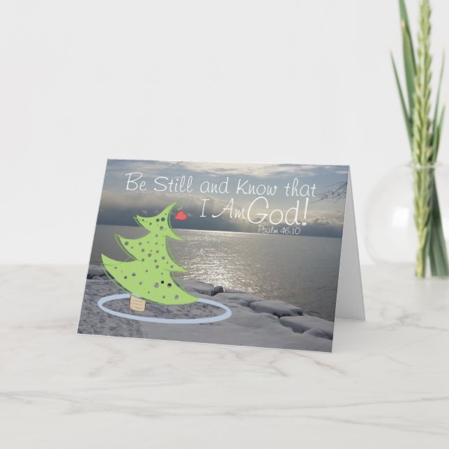 Var stilla och känn Gud Bible Verse, jul Helgkort (Framsida)