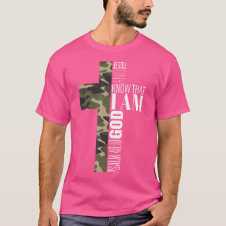 Var stilla och känn gud, kristen Bible Verse Grönt T Shirt