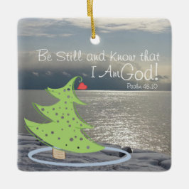 Var stilla och känn Guds Personlig jul Julgransprydnad Keramik