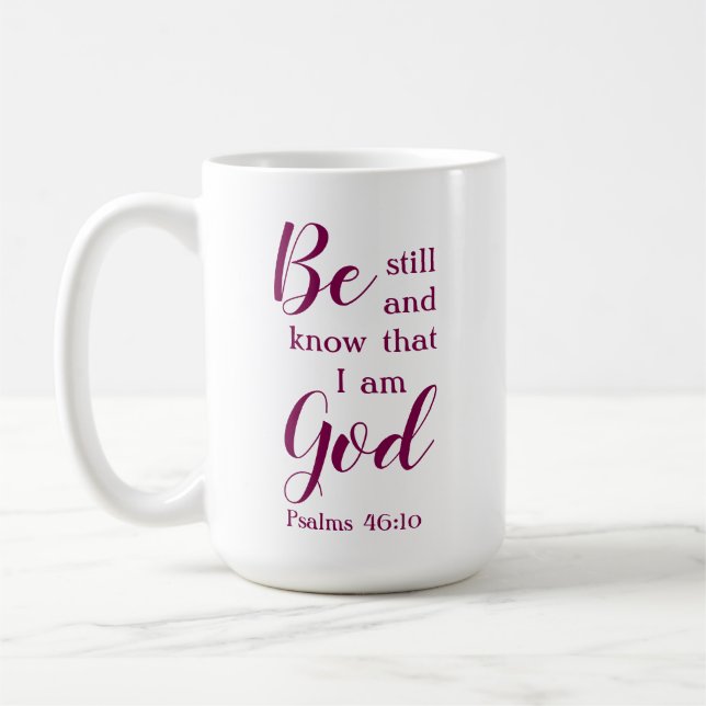 Var stilla och känn | Personlig Christian Gift Kaffemugg (Vänster)