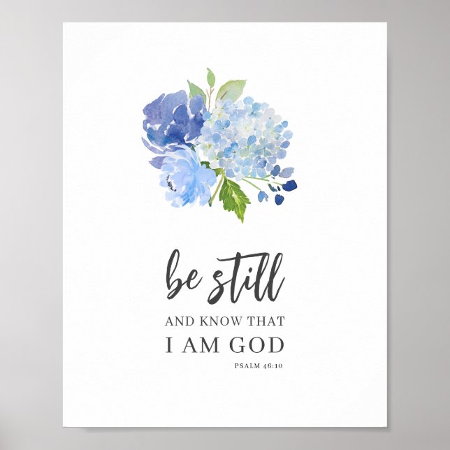 Var stilla och känn Psalm 46 Blommigtars bibelvers Poster (Framsidan)