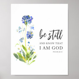 Var stilla och känn Psalm 46 Blommigtars bibelvers Poster