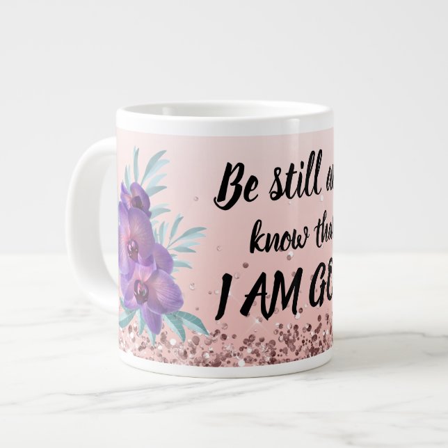 Var stilla och vet att jag är Blommigtens speciali Jumbo Mugg (Framsida vänster)
