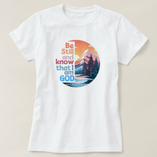 Var stilla och vet att jag är Gud Bibelvers T Shirt