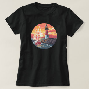 Var stilla och vet att jag är Gud Bibelvers T Shirt