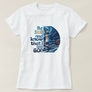 Var stilla och vet att jag är Gud Bibelvers T Shirt
