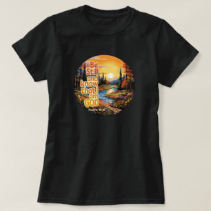 Var stilla och vet att jag är Gud Bibelvers T Shirt